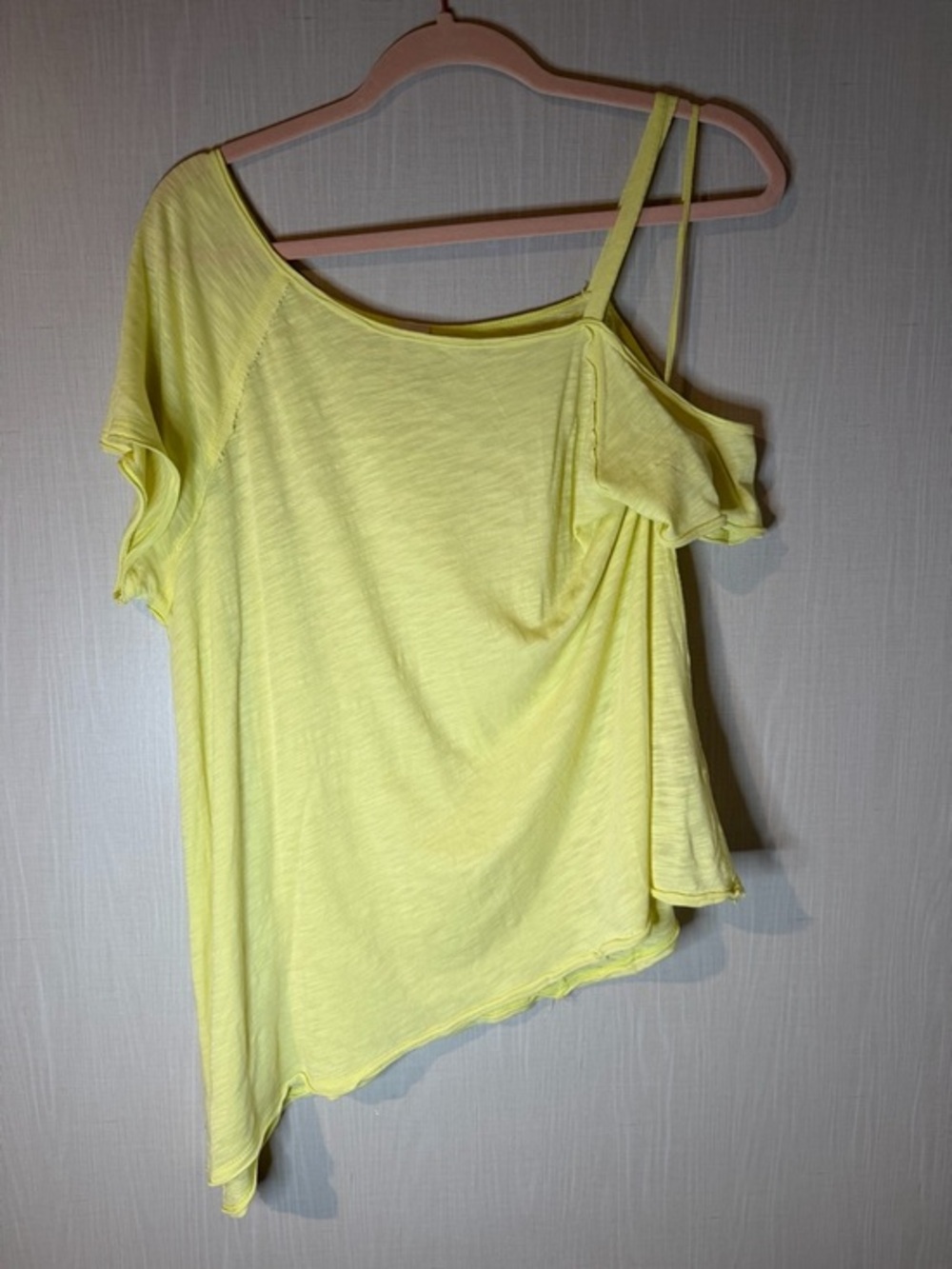 Free People‎ Distressed Yellow One-Shoulder Tank Top XS - Picture 2 of 6